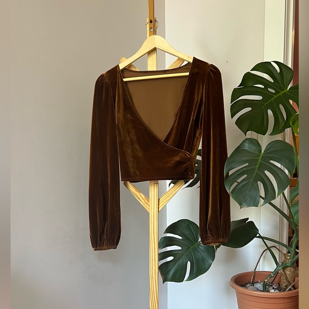 Bronze Crossover Velvet Top
